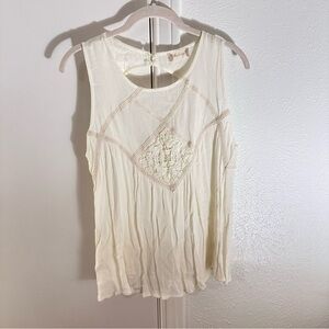 Altar’d State Cream Lace Tank Top Blouse Cut Out